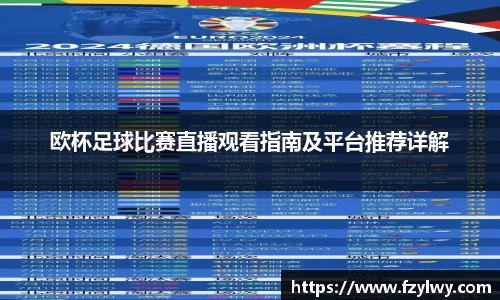 欧杯足球比赛直播观看指南及平台推荐详解